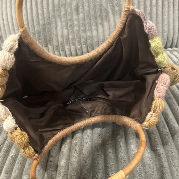 JP & Mattie Handbag Purse Quilt Crochet Vintage Boho Bamboo Handles Multicolor - Picture 6 of 14